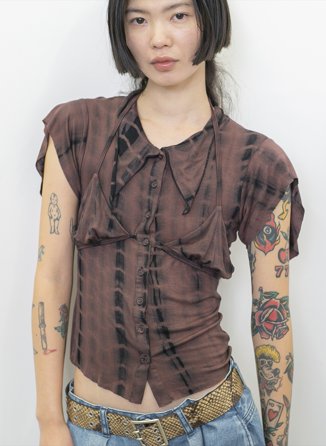 Bra Layered Shirt Top 詳細画像 Brown 1