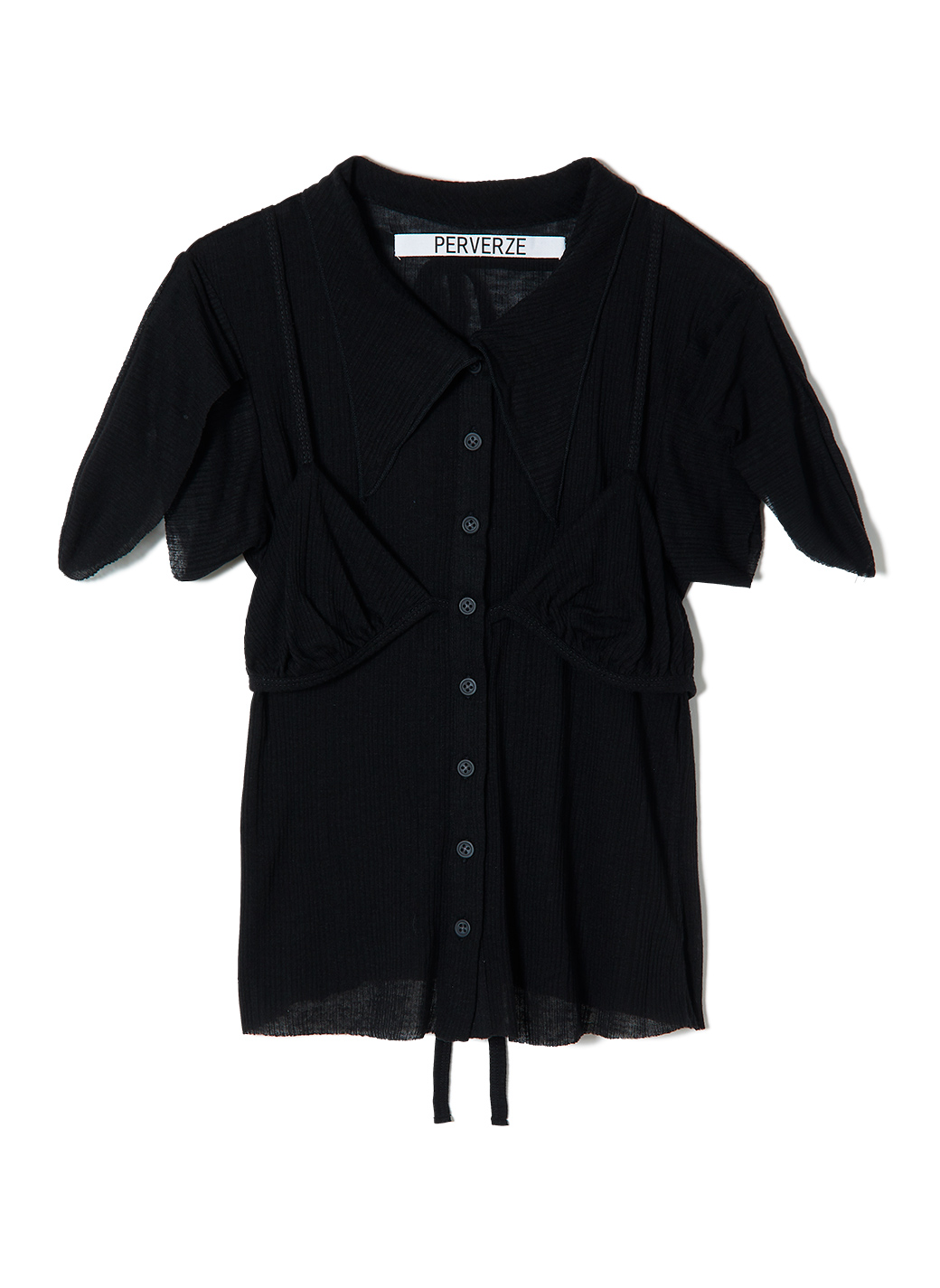 Bra Layered Shirt Top 詳細画像 Black 1