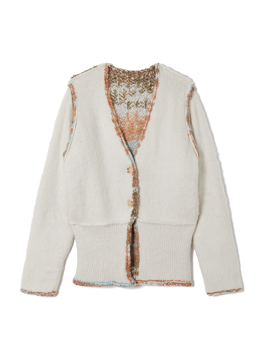 Double Face V Neck Knit Cardigan 詳細画像 White 1