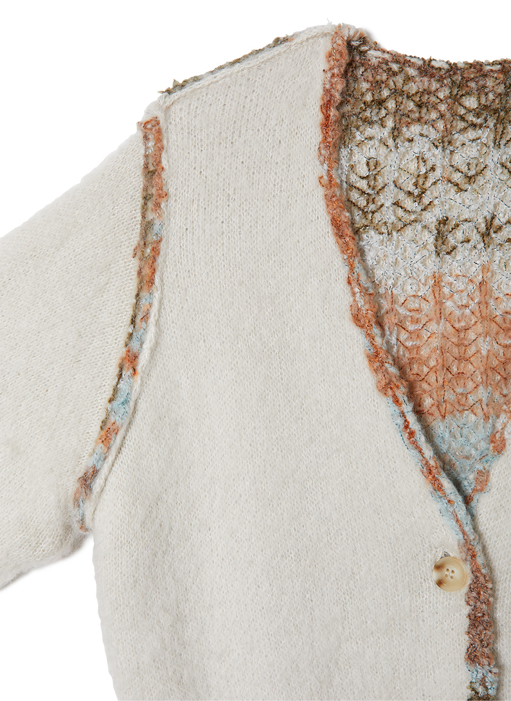 Double Face V Neck Knit Cardigan 詳細画像 White 4