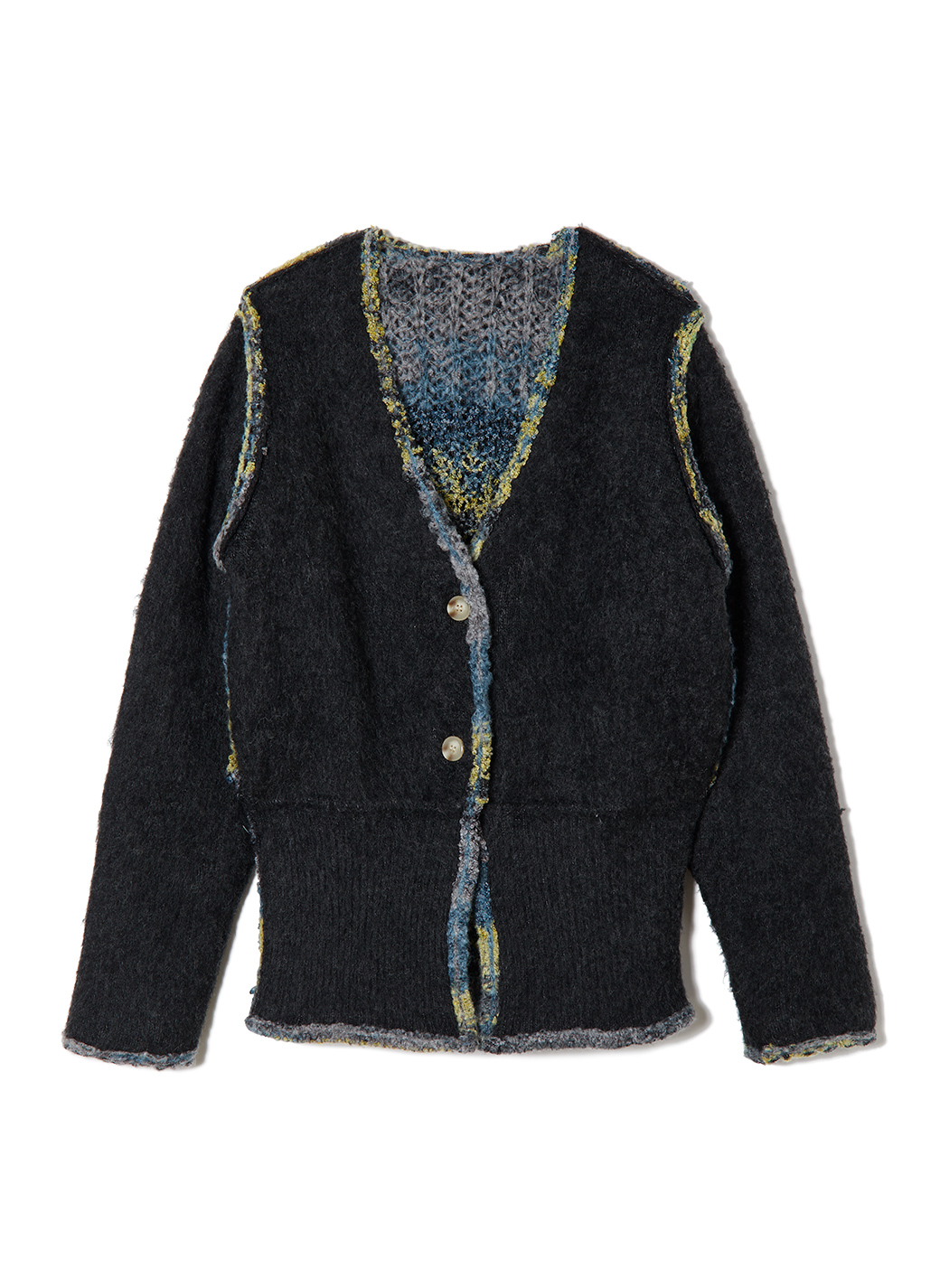 Double Face V Neck Knit Cardigan 詳細画像 Black 1