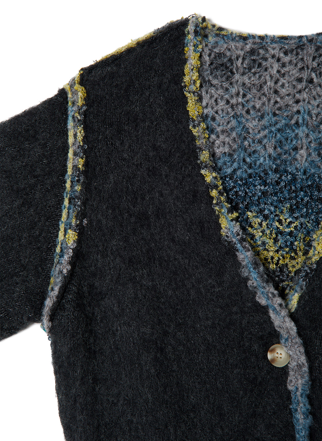 Double Face V Neck Knit Cardigan 詳細画像 Black 4