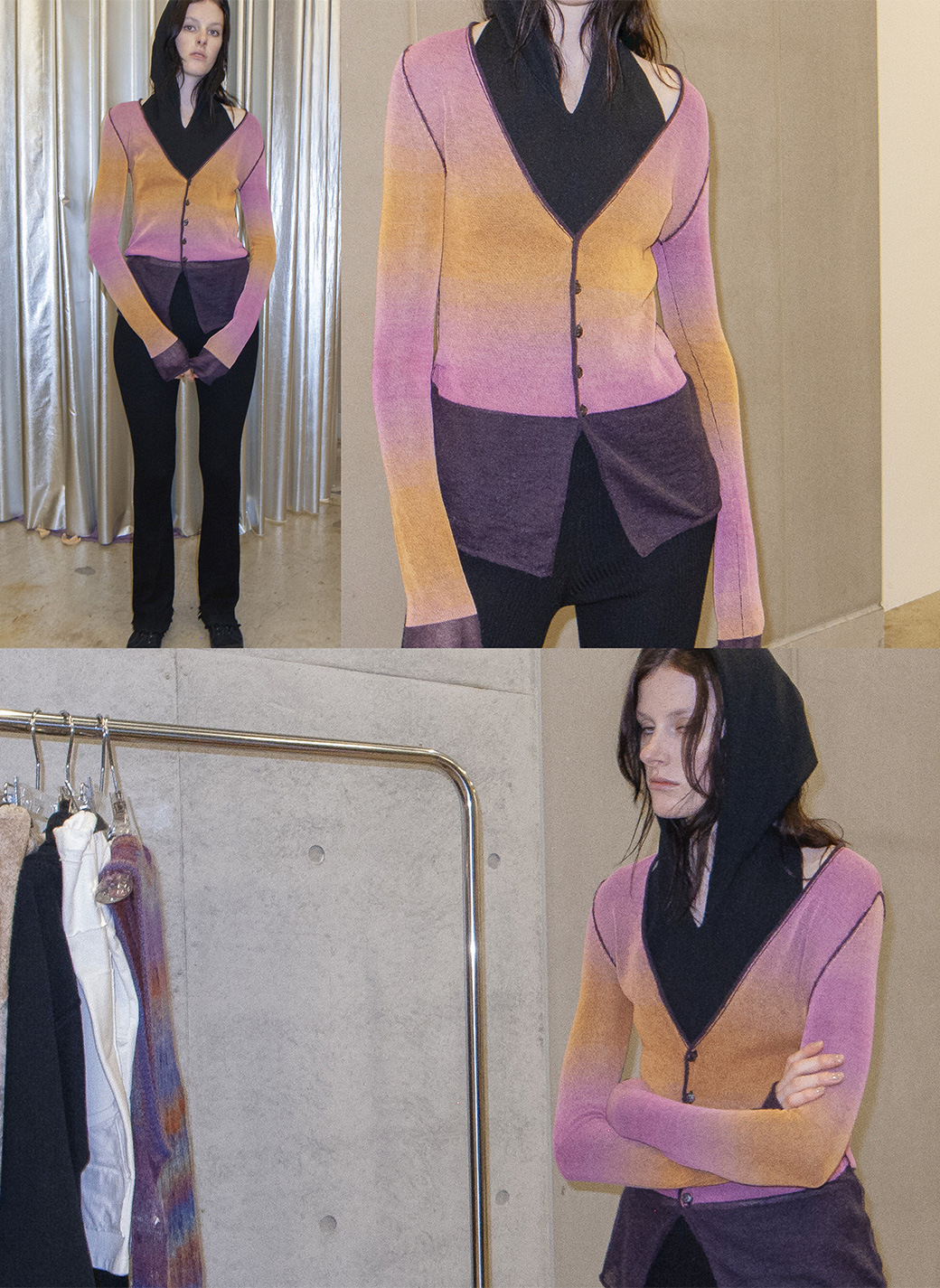 Double Face Knit Cardigan 詳細画像 Pink 1