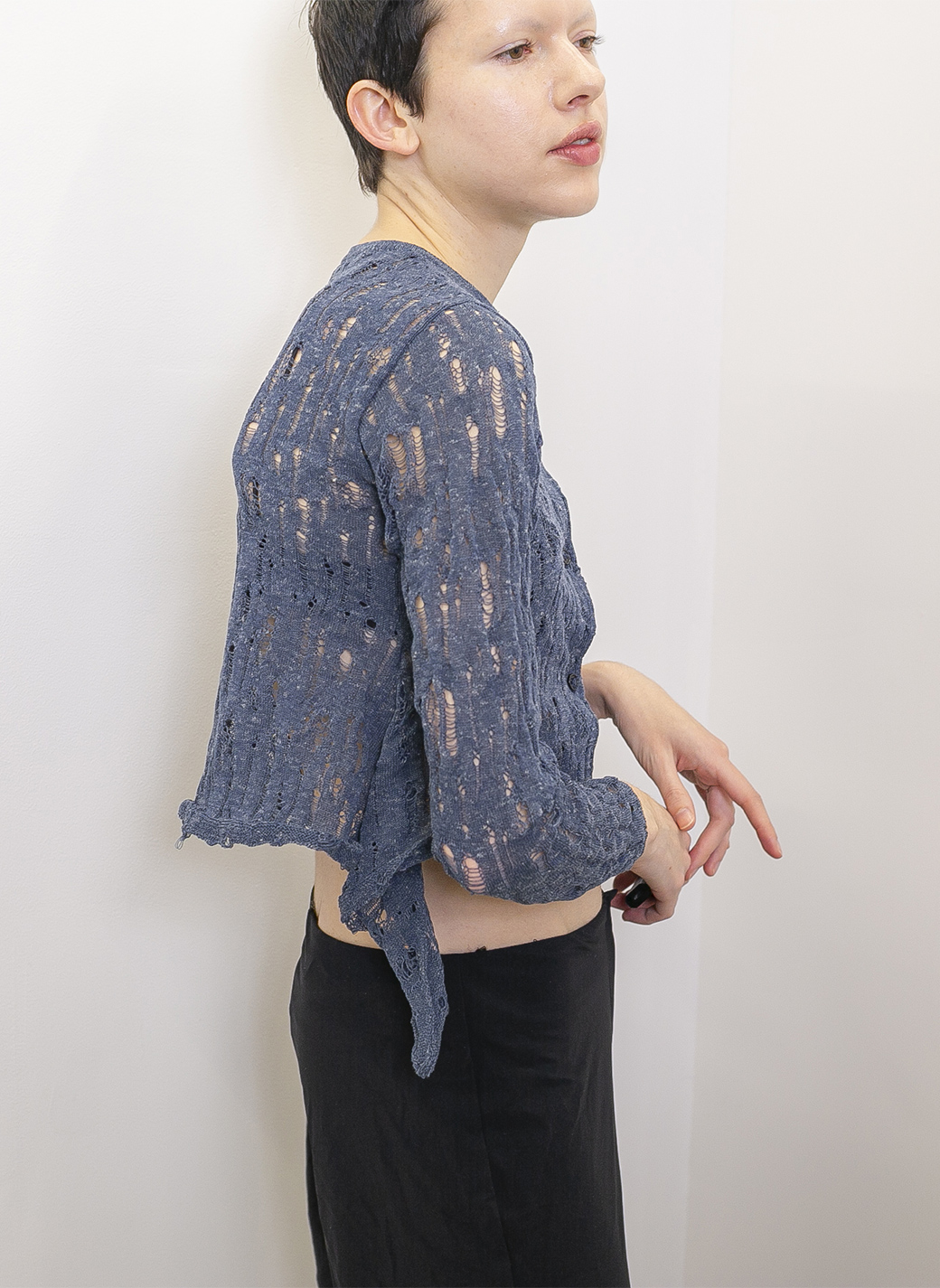 Ladder Crash Knit Cardigan 詳細画像 Navy 2