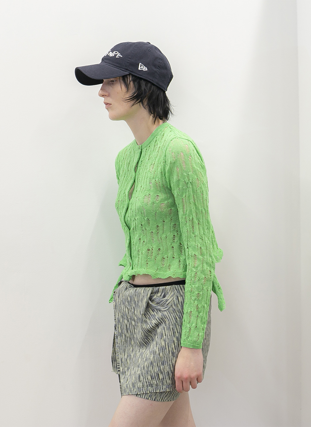 Ladder Crash Knit Cardigan 詳細画像 Green 1