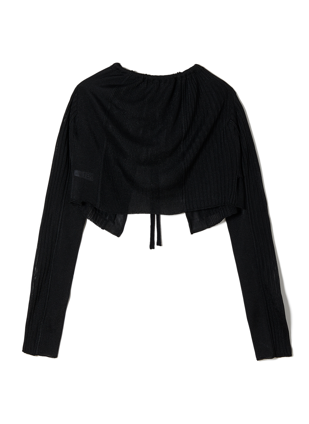 Neck Drawstring Knit Cardigan 詳細画像 Black 2