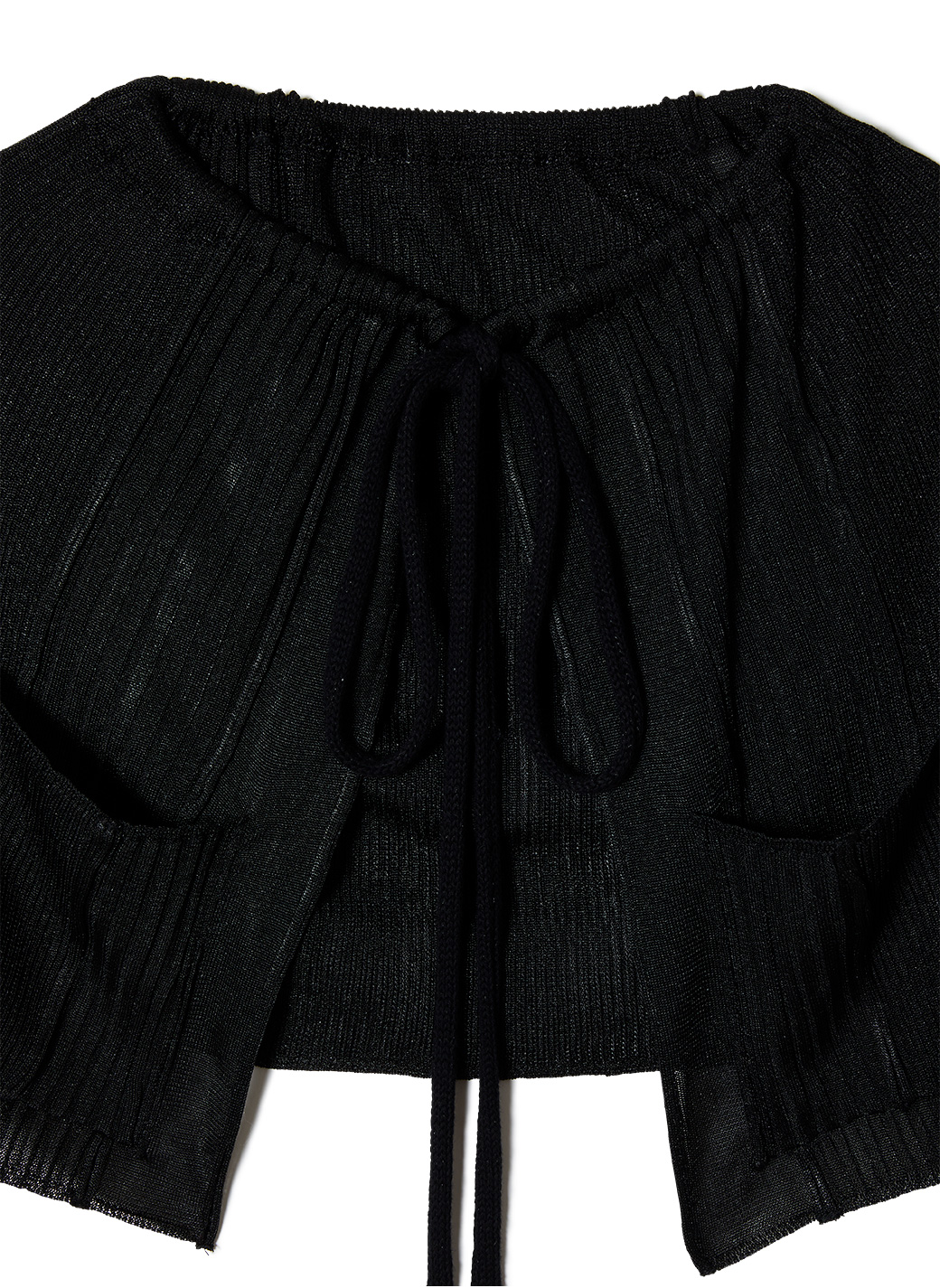 Neck Drawstring Knit Cardigan 詳細画像 Black 3