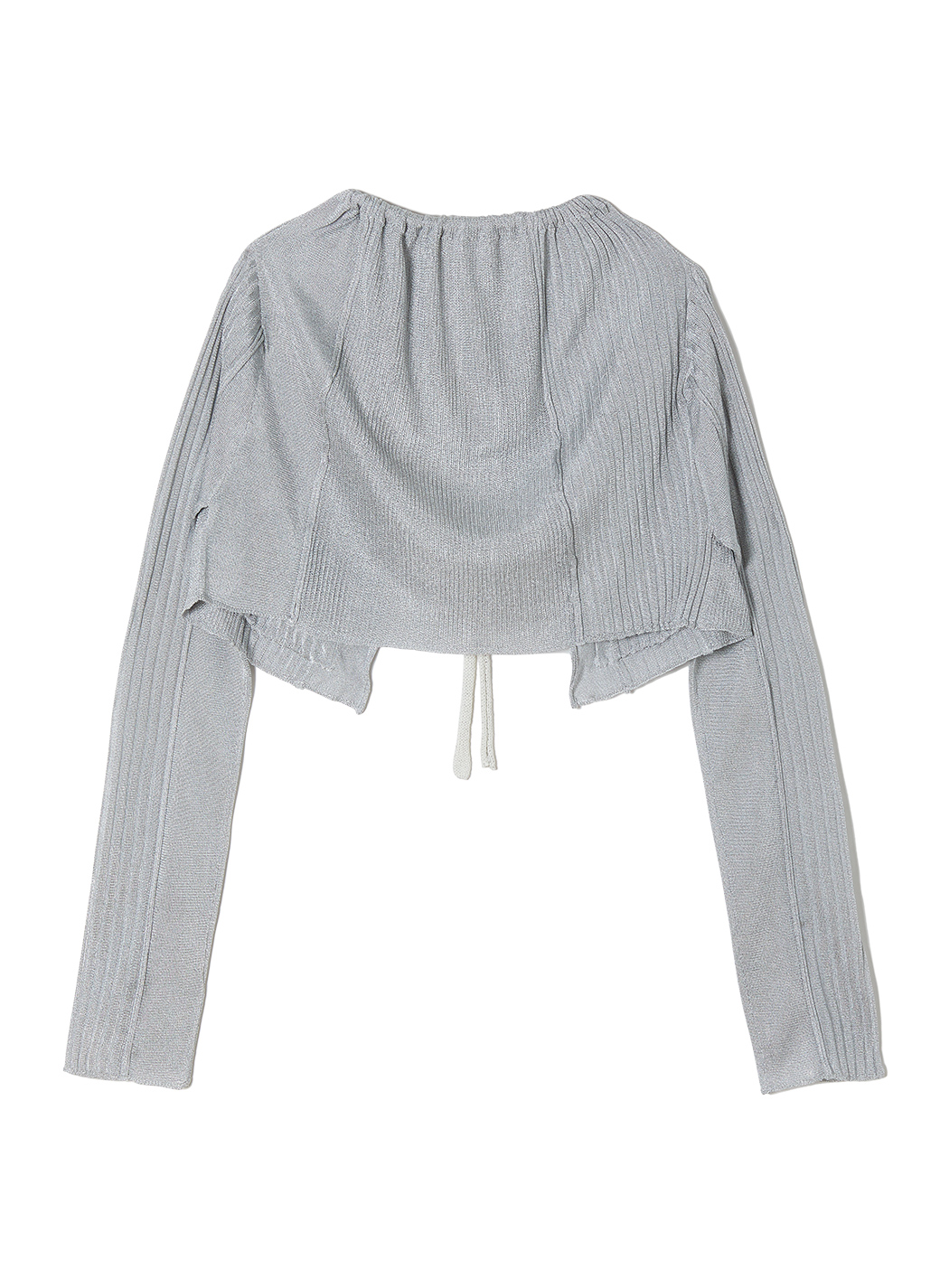 Neck Drawstring Knit Cardigan 詳細画像 Silver 2