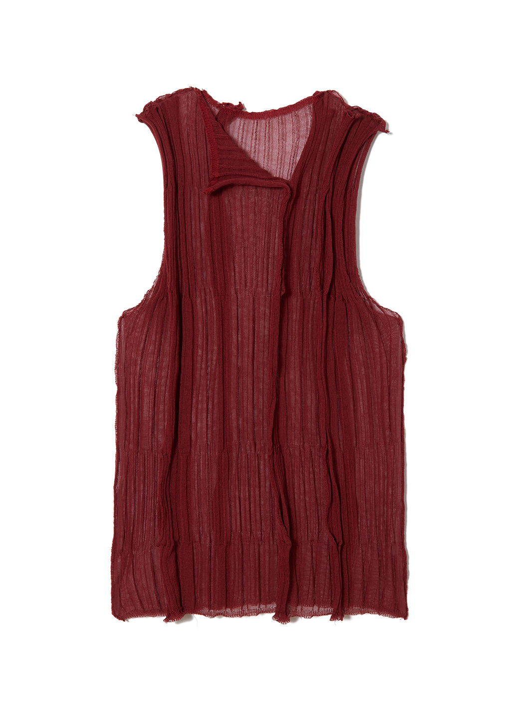 Sheer Ribbed Knit Top 詳細画像 Red 1