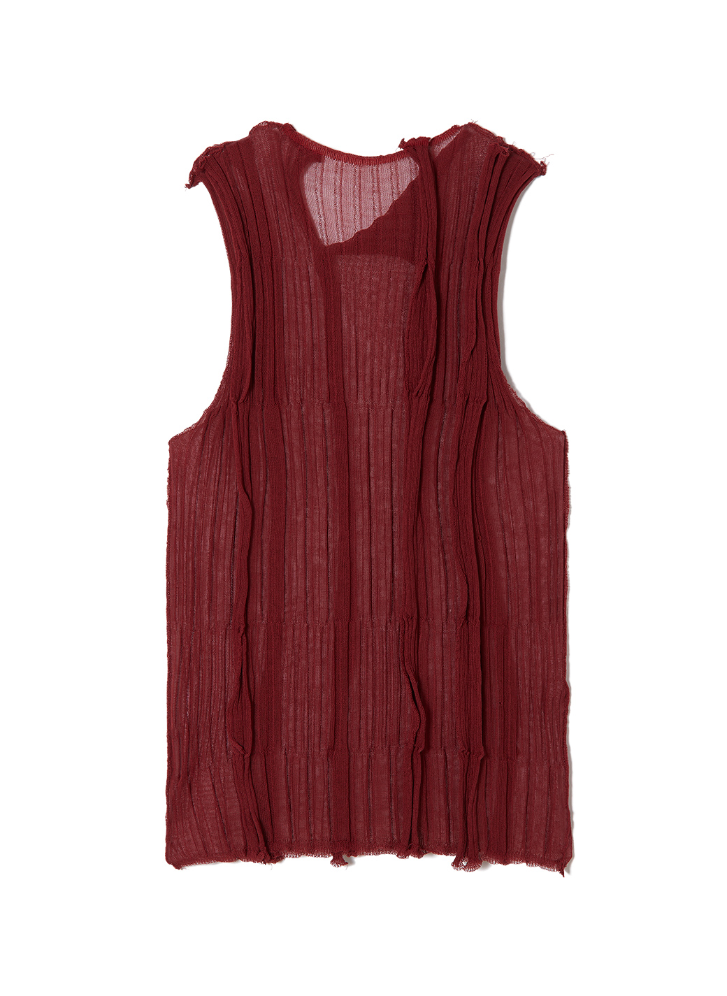 Sheer Ribbed Knit Top 詳細画像 Red 2