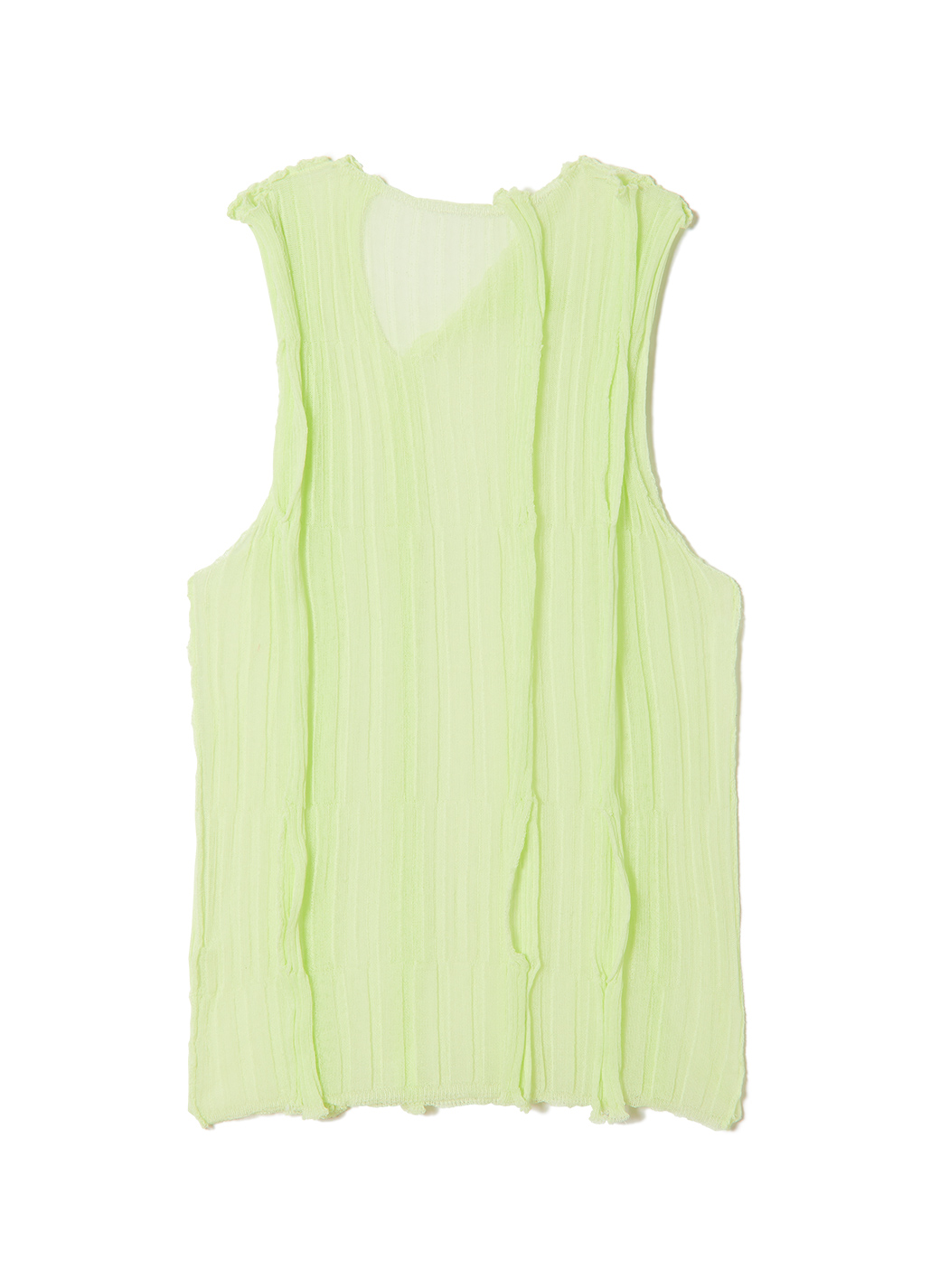 Sheer Ribbed Knit Top 詳細画像 Green 2