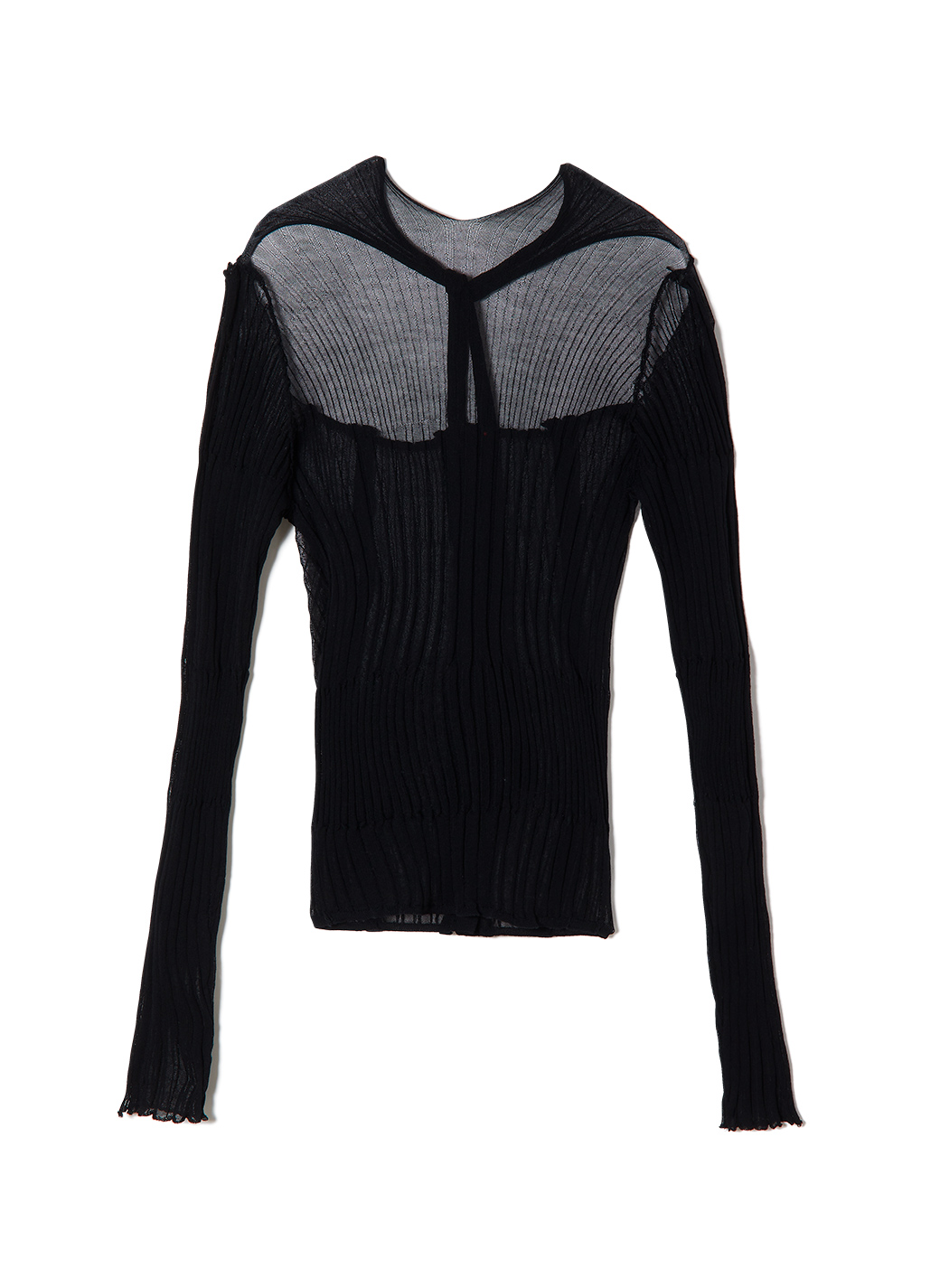 Sheer Ribbed Knit Cardigan 詳細画像 Black 2