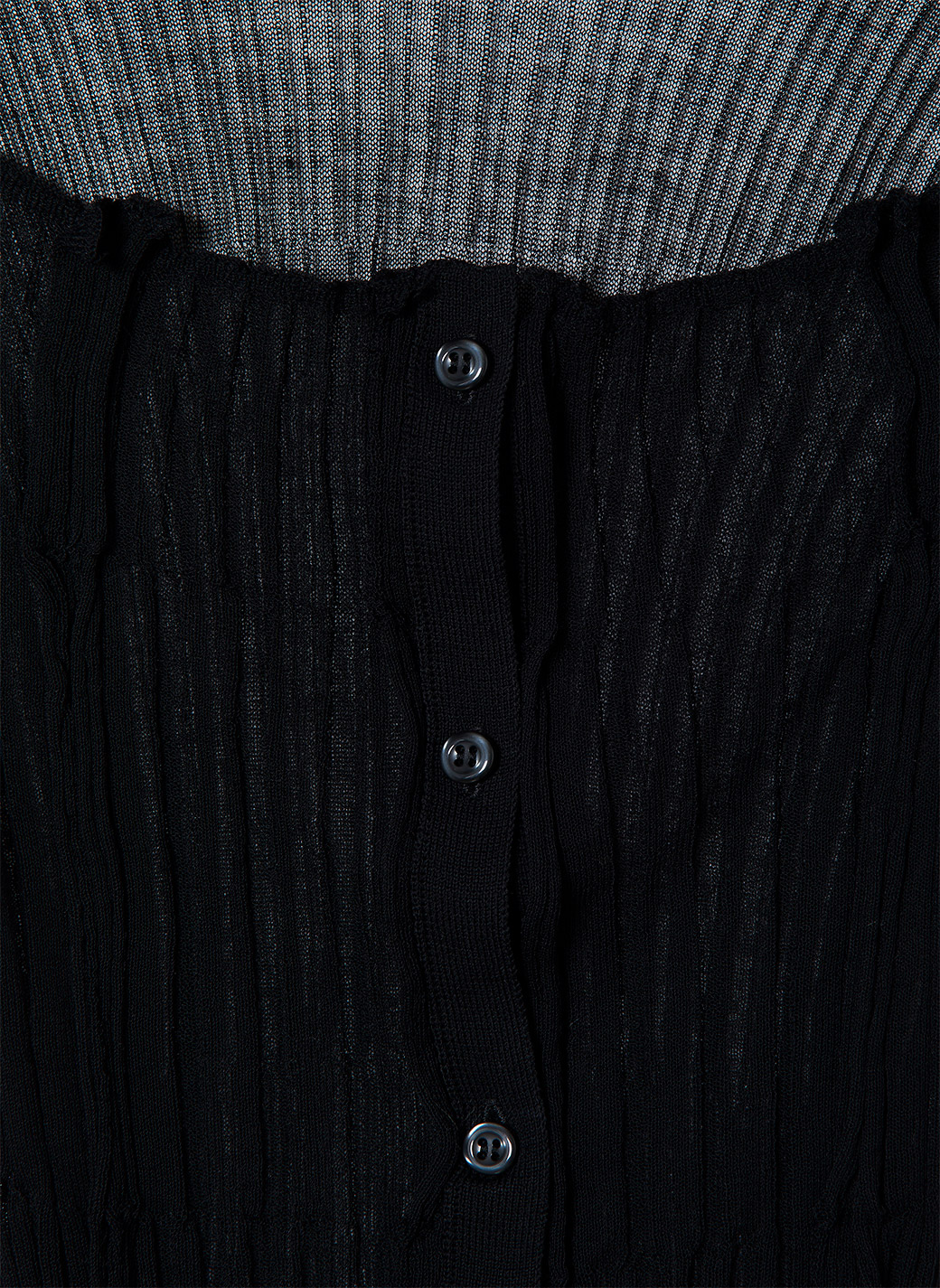 Sheer Ribbed Knit Cardigan 詳細画像 Black 3