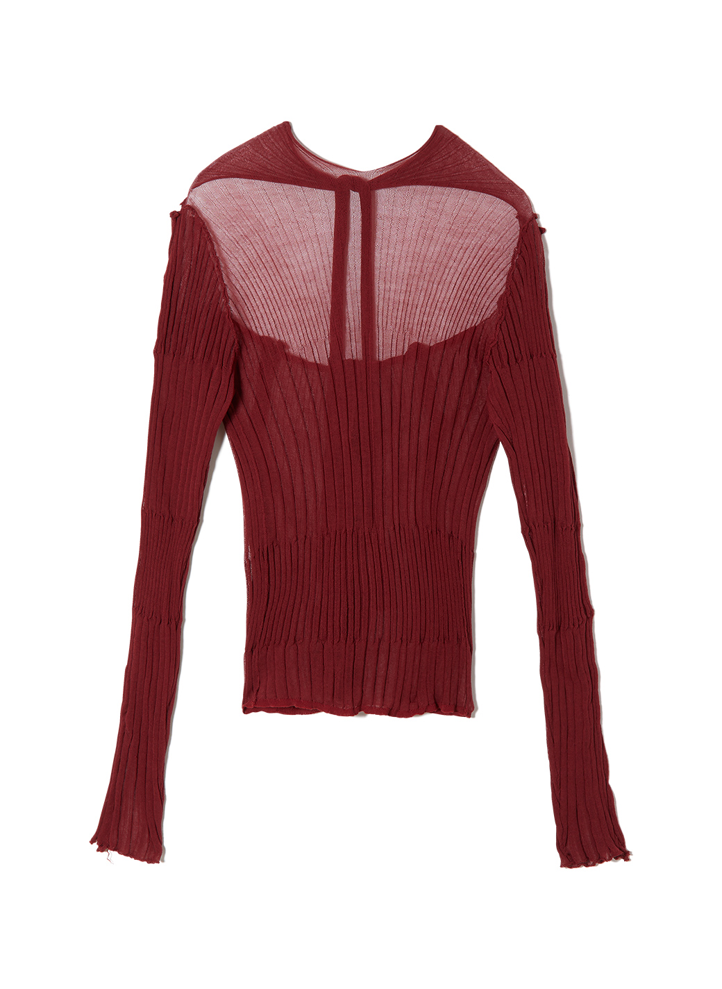 Sheer Ribbed Knit Cardigan 詳細画像 Red 2