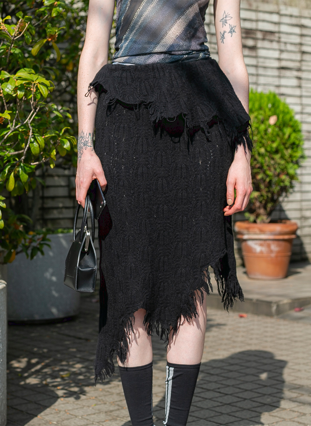 Zigzag Lace Knit Skirt 詳細画像 Black 3