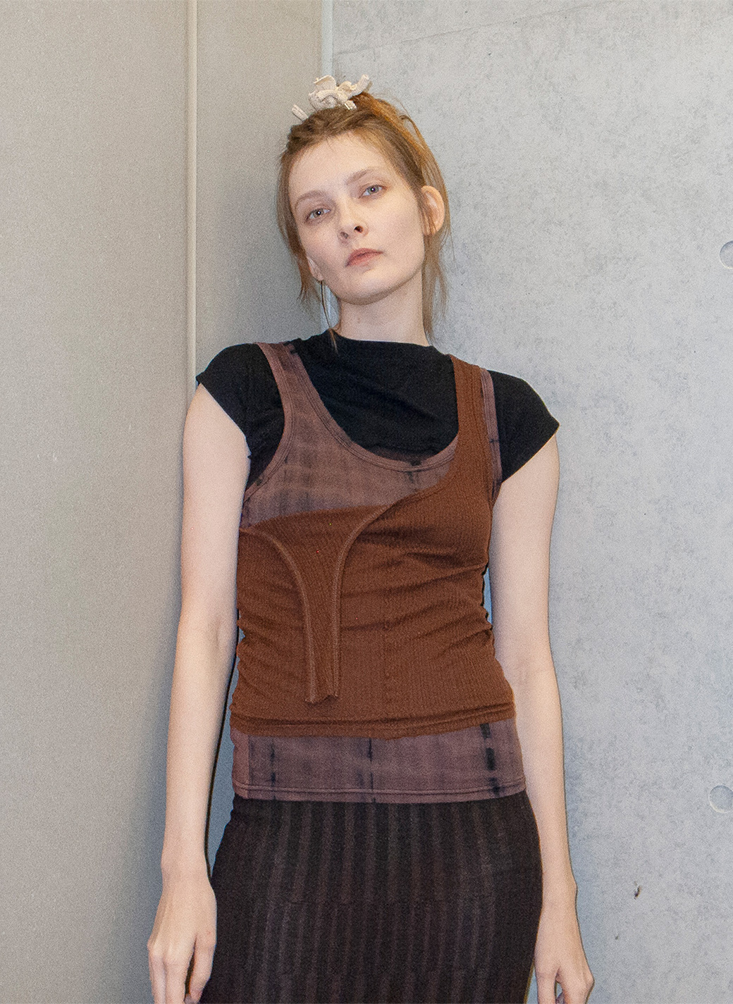 Off Strap Layered Tank Top 詳細画像 Brown 1