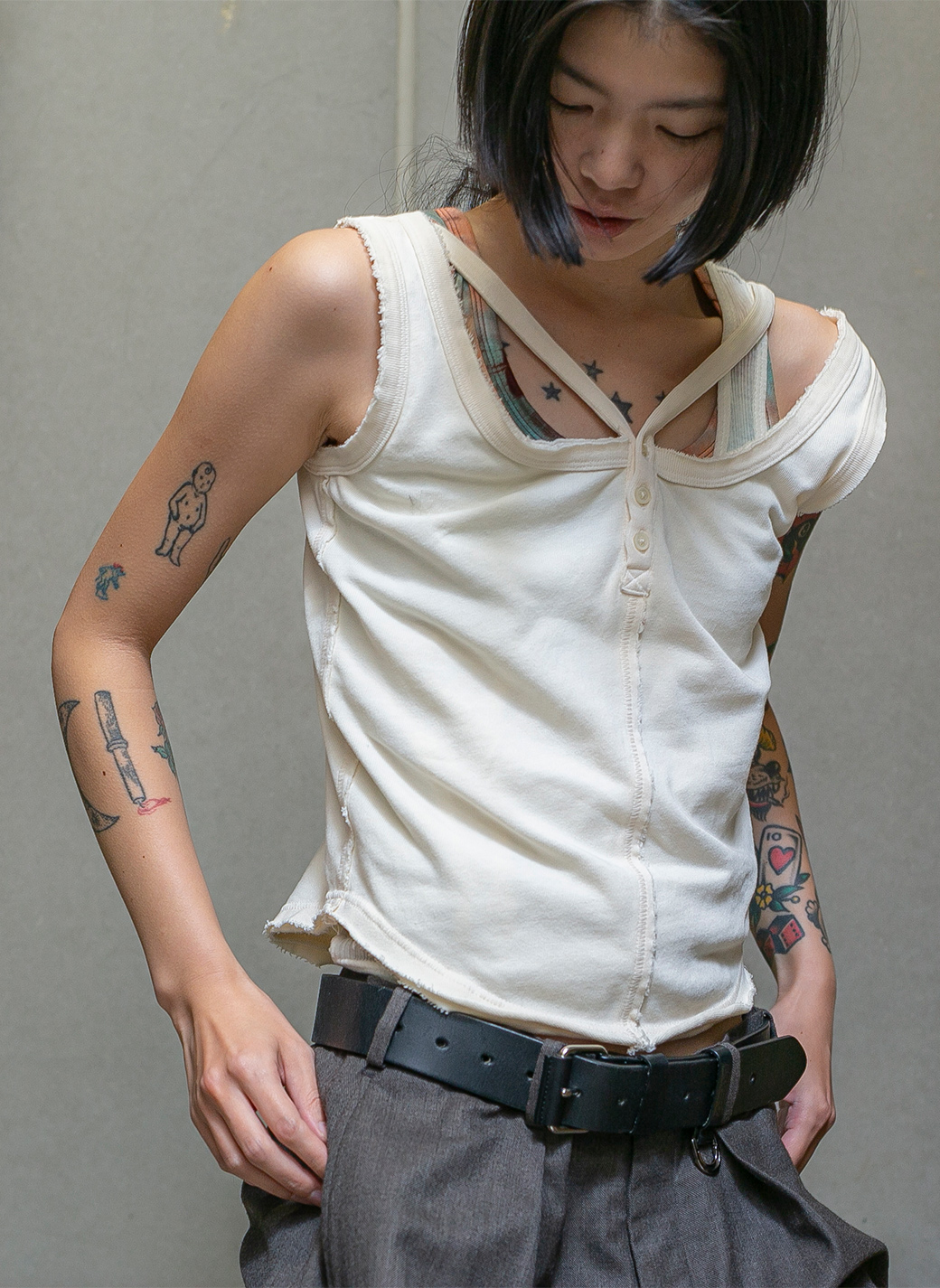 Double Strap Tank Top 詳細画像 White 3