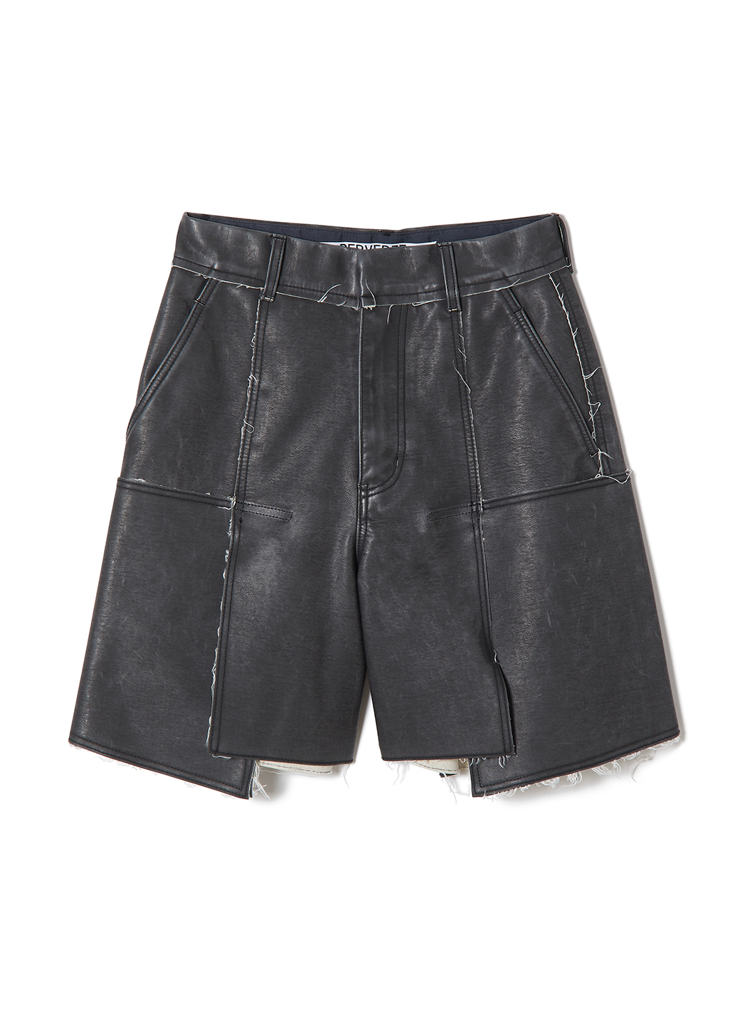 Washed Leather Flap Shorts 詳細画像 Black 1