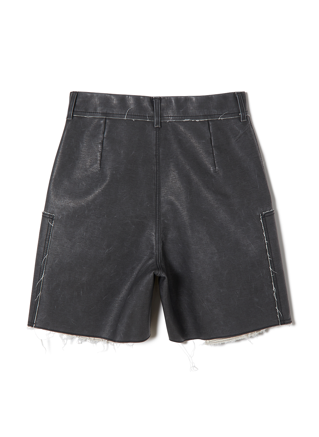 Washed Leather Flap Shorts 詳細画像 Black 2