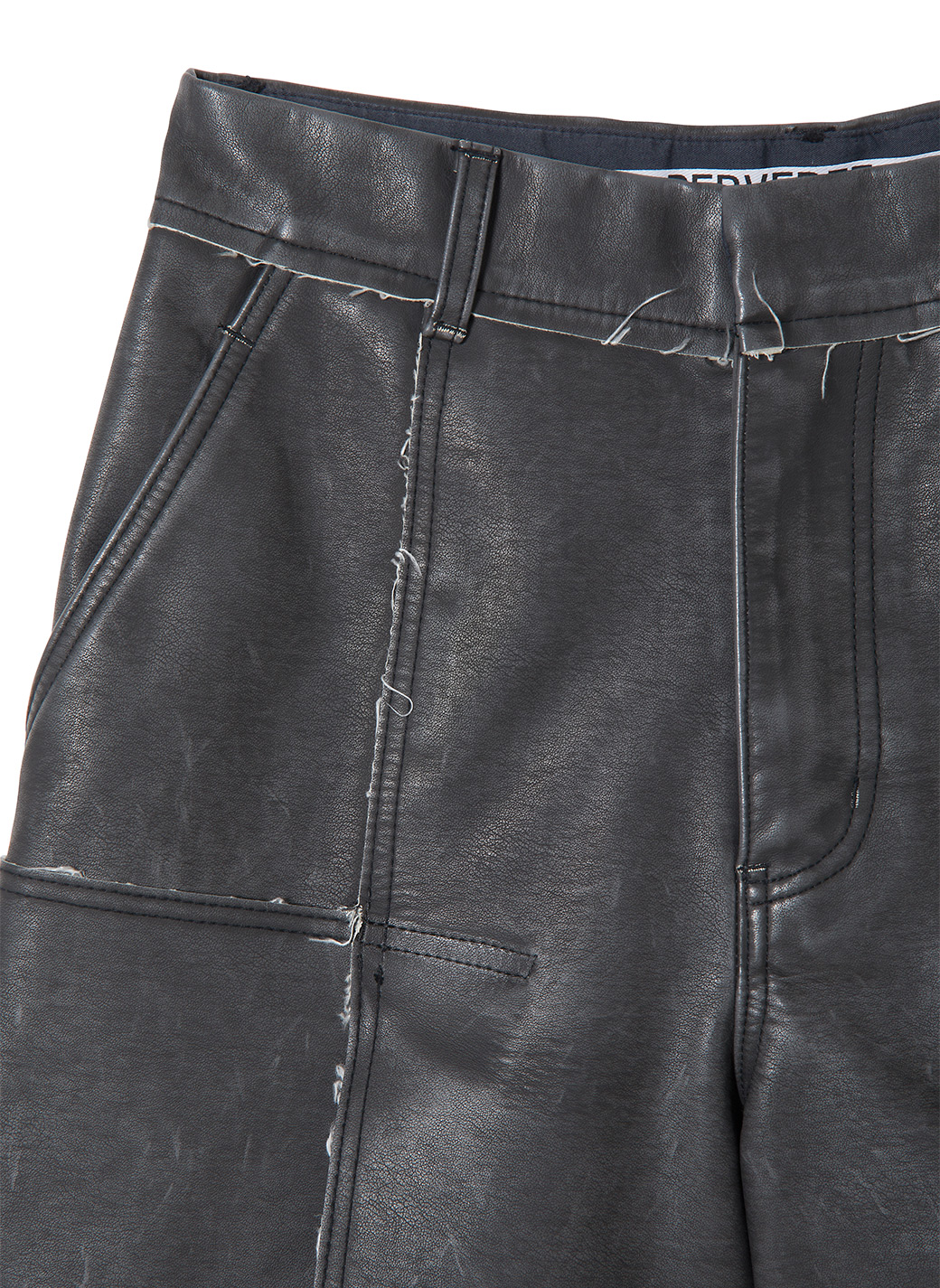 Washed Leather Flap Shorts 詳細画像 Black 3