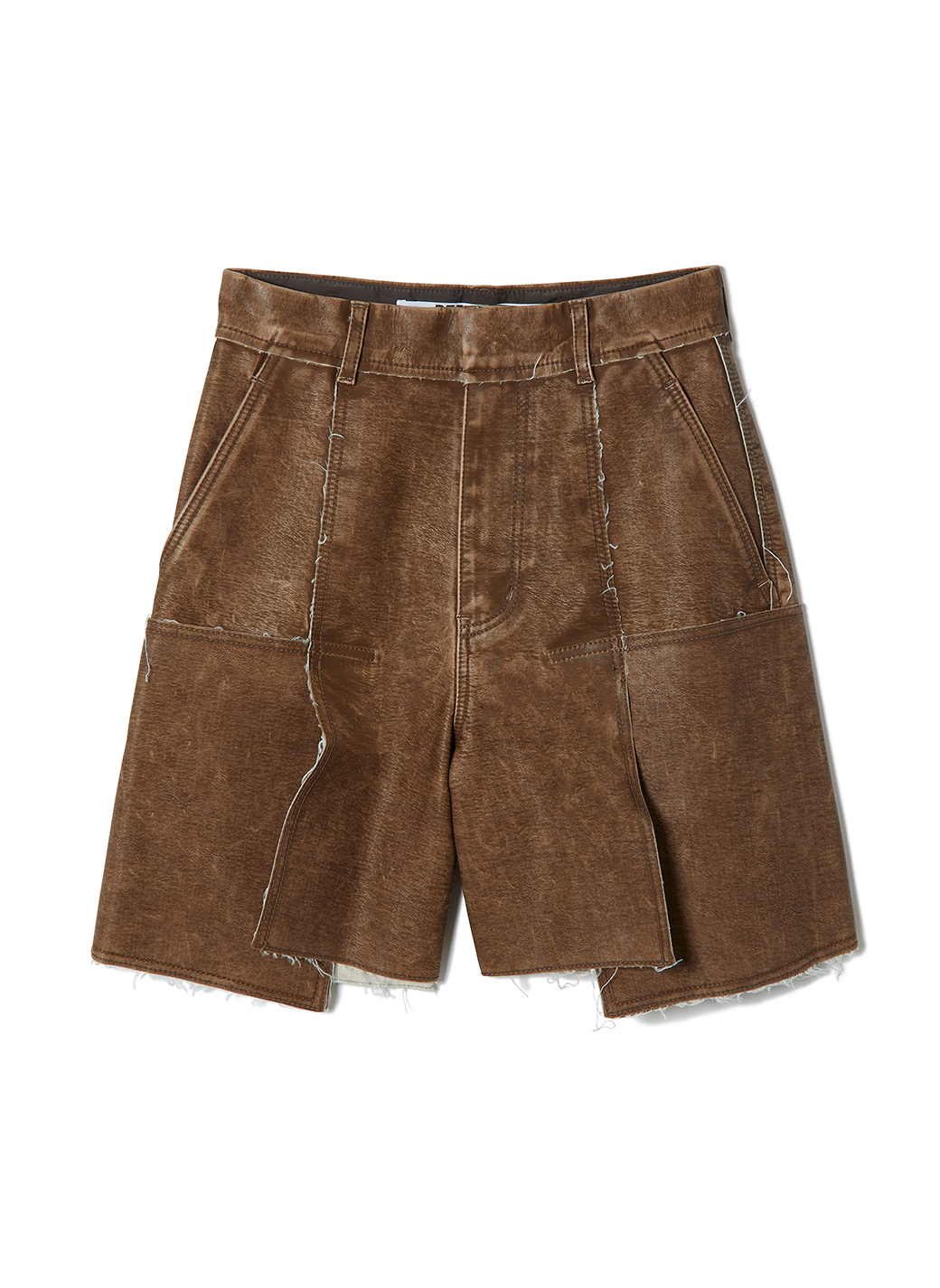 Washed Leather Flap Shorts 詳細画像 Brown 1