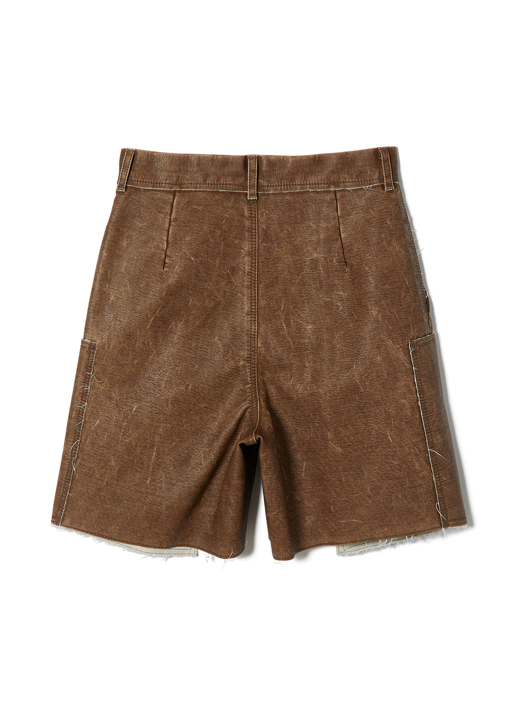 Washed Leather Flap Shorts 詳細画像 Brown 2