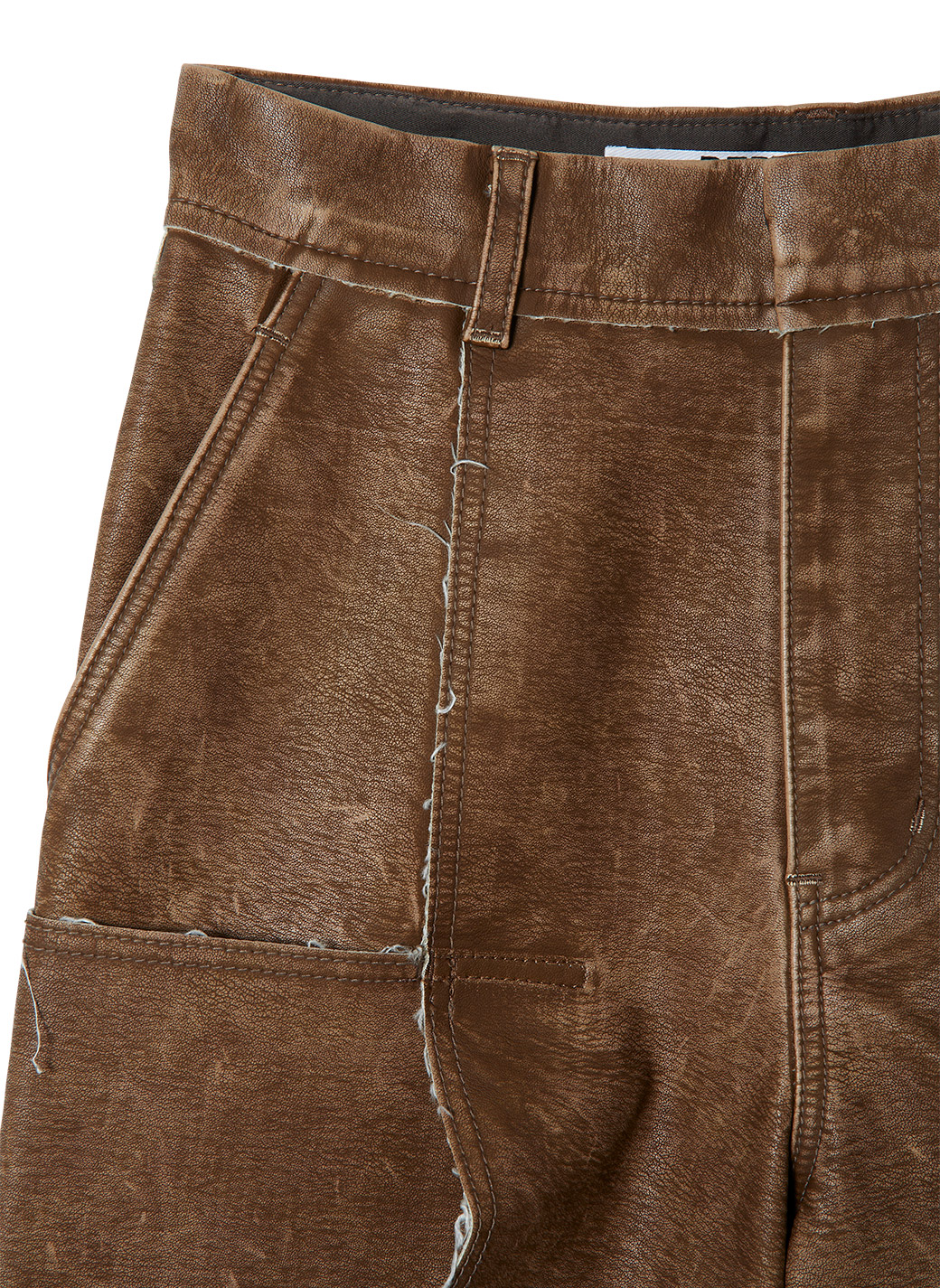 Washed Leather Flap Shorts 詳細画像 Brown 3