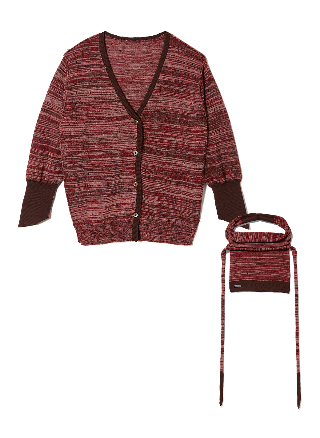 Eyelet Mesh Bag and Cardigan 詳細画像 Red 3