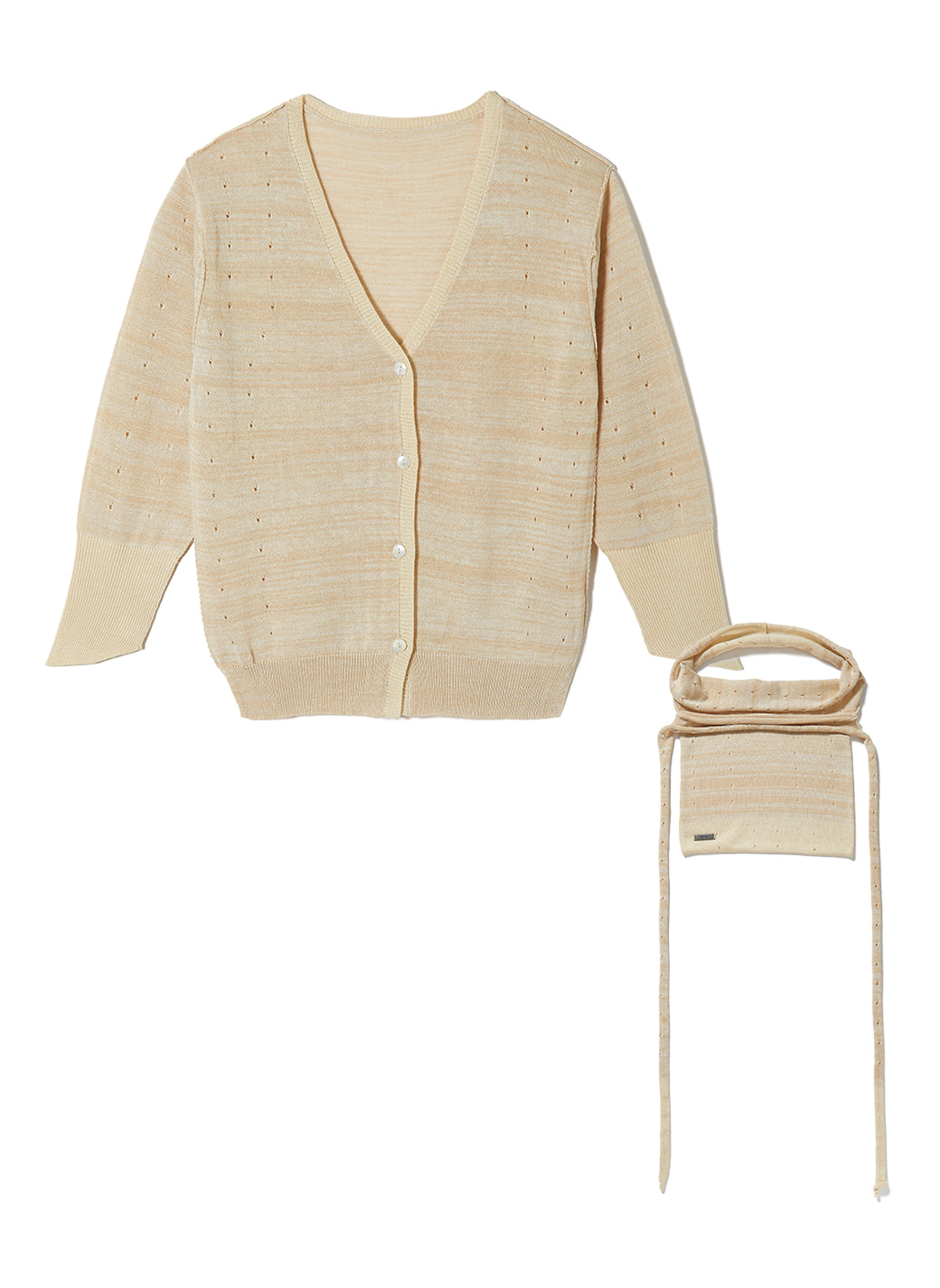 Eyelet Mesh Bag and Cardigan 詳細画像 Beige 3