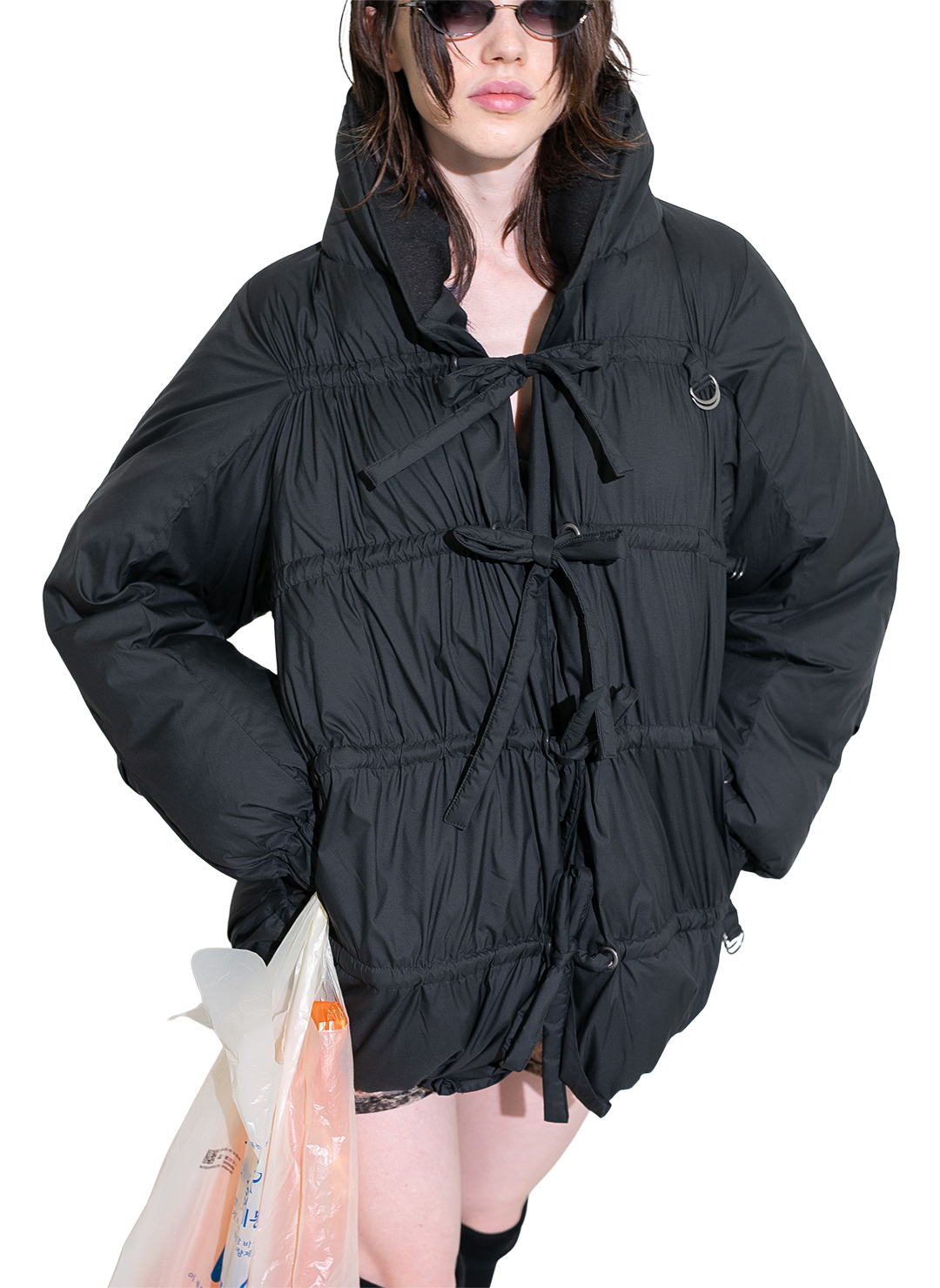 String Multiple Midi Down Jacket 詳細画像 Black 2