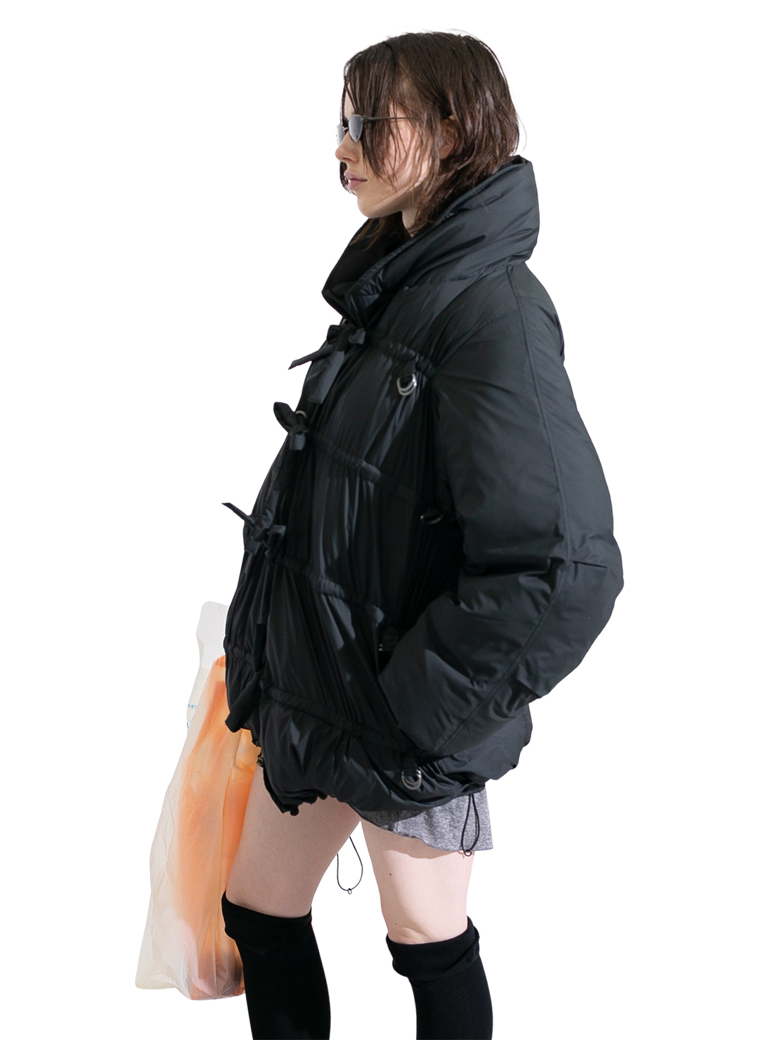 String Multiple Midi Down Jacket 詳細画像 Black 3