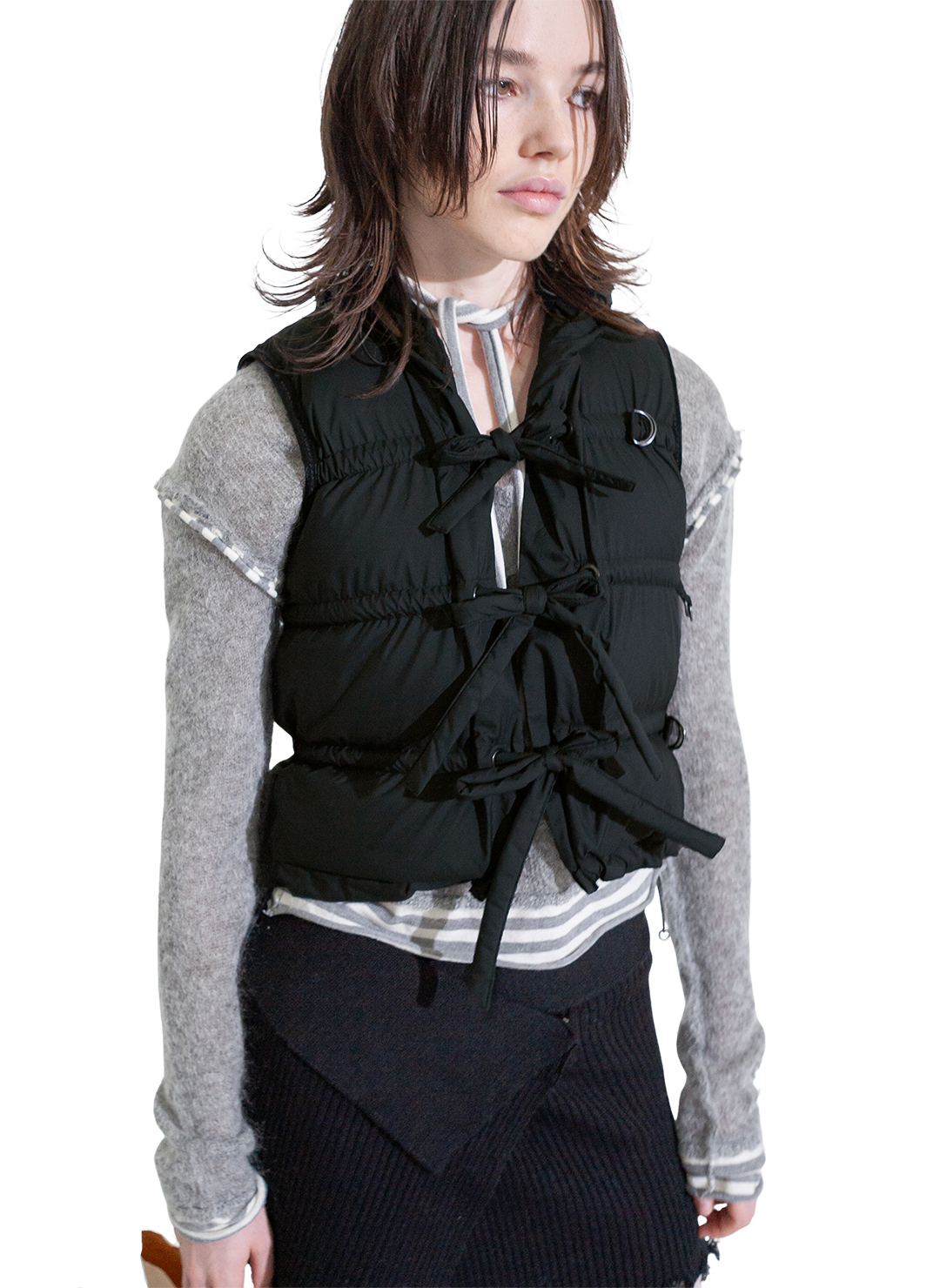 String Multiple Down Vest 詳細画像 Black 1