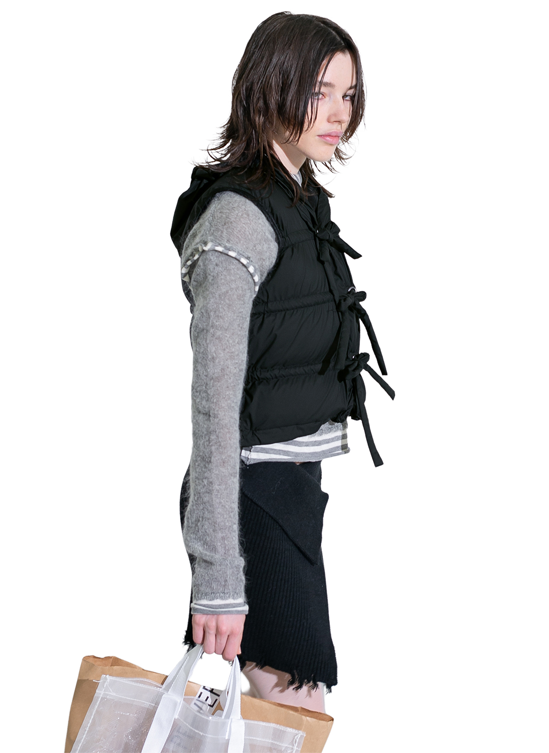 String Multiple Down Vest 詳細画像 Black 2