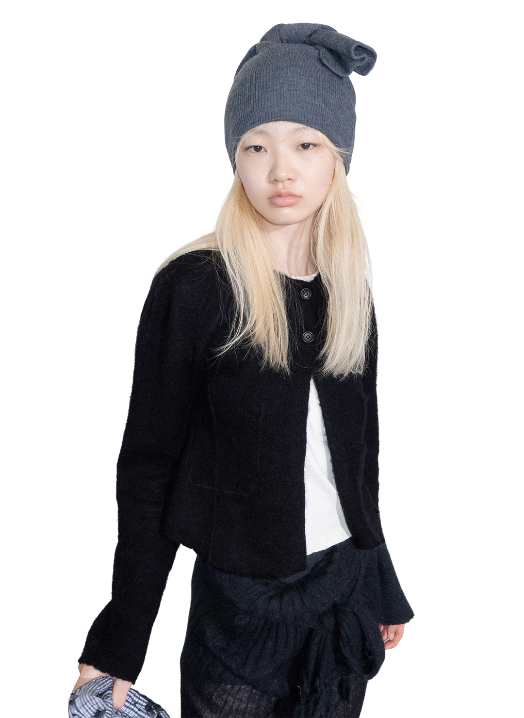 Retouched Pocket Mohair Blend Cardigan 詳細画像 Black 3