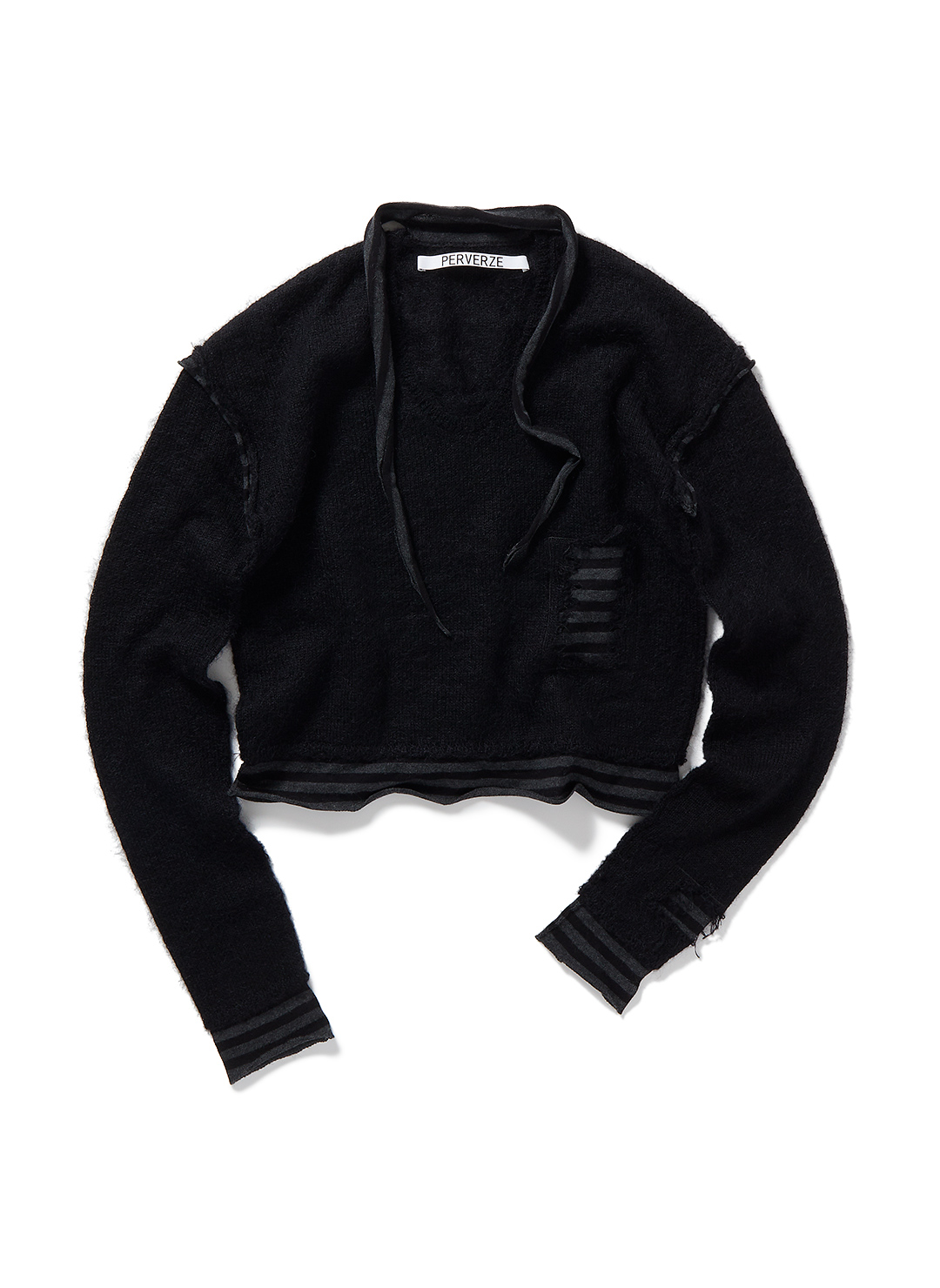 Stripe Patch Mohair Top 詳細画像 Black 1