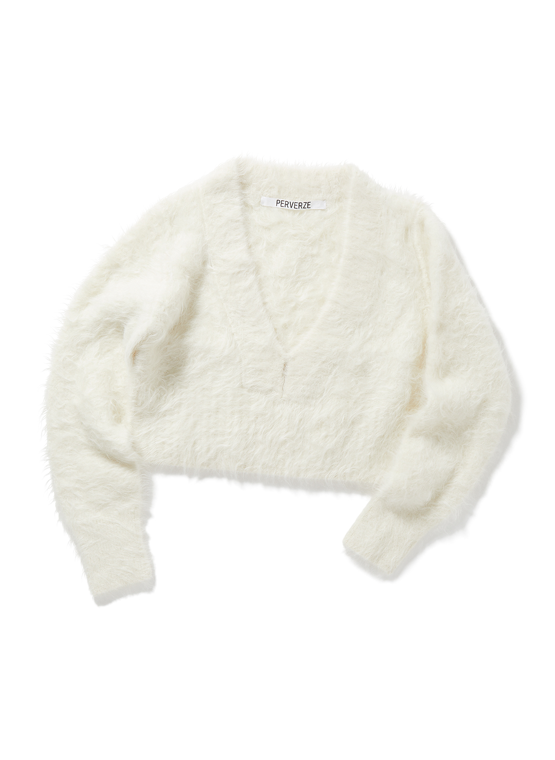 Hairy Alpaca V-neck Sweater 詳細画像 White 1