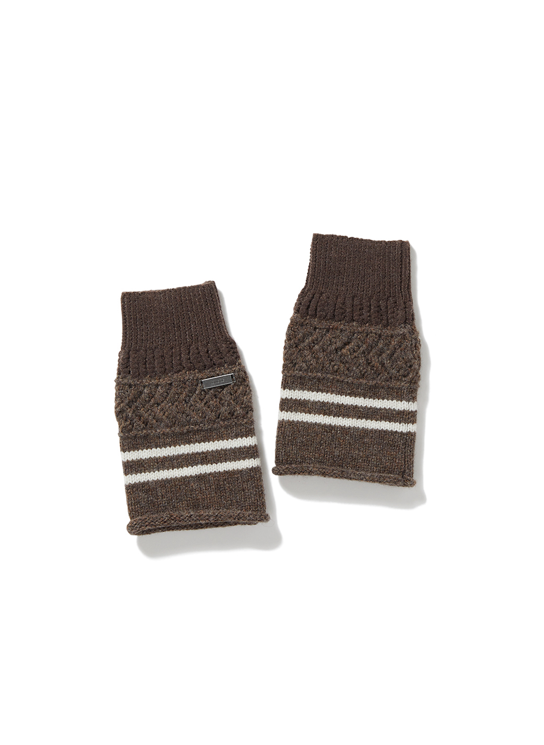 Striped Knit Sleeve Cuff 詳細画像 Brown 1