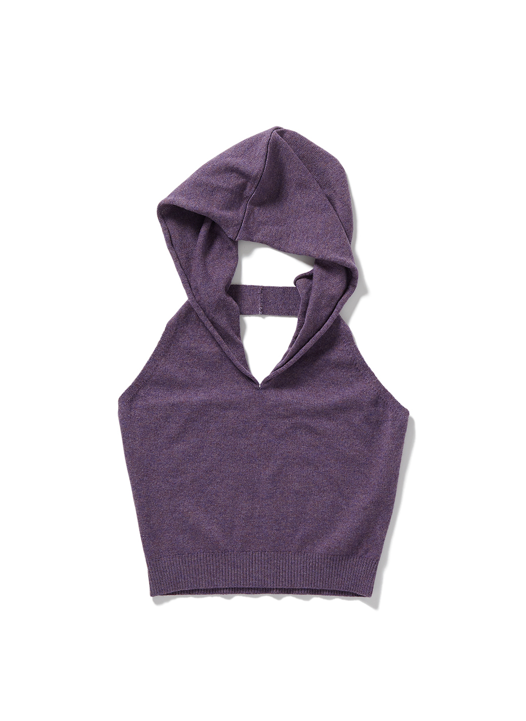 Cropped Hoodie Knit Top 詳細画像 Purple 1