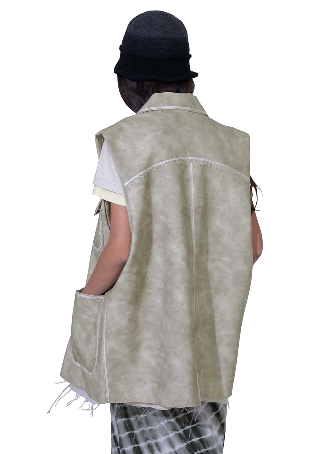 Washed Leather Vest 詳細画像 Gray 3