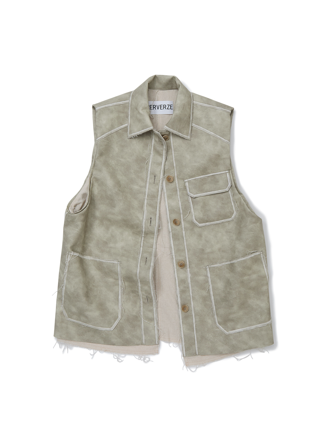 Washed Leather Vest 詳細画像 Gray 1