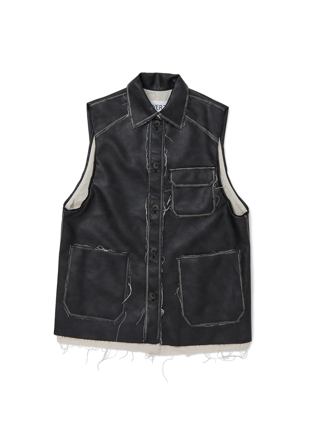 Washed Leather Vest 詳細画像 Black 1