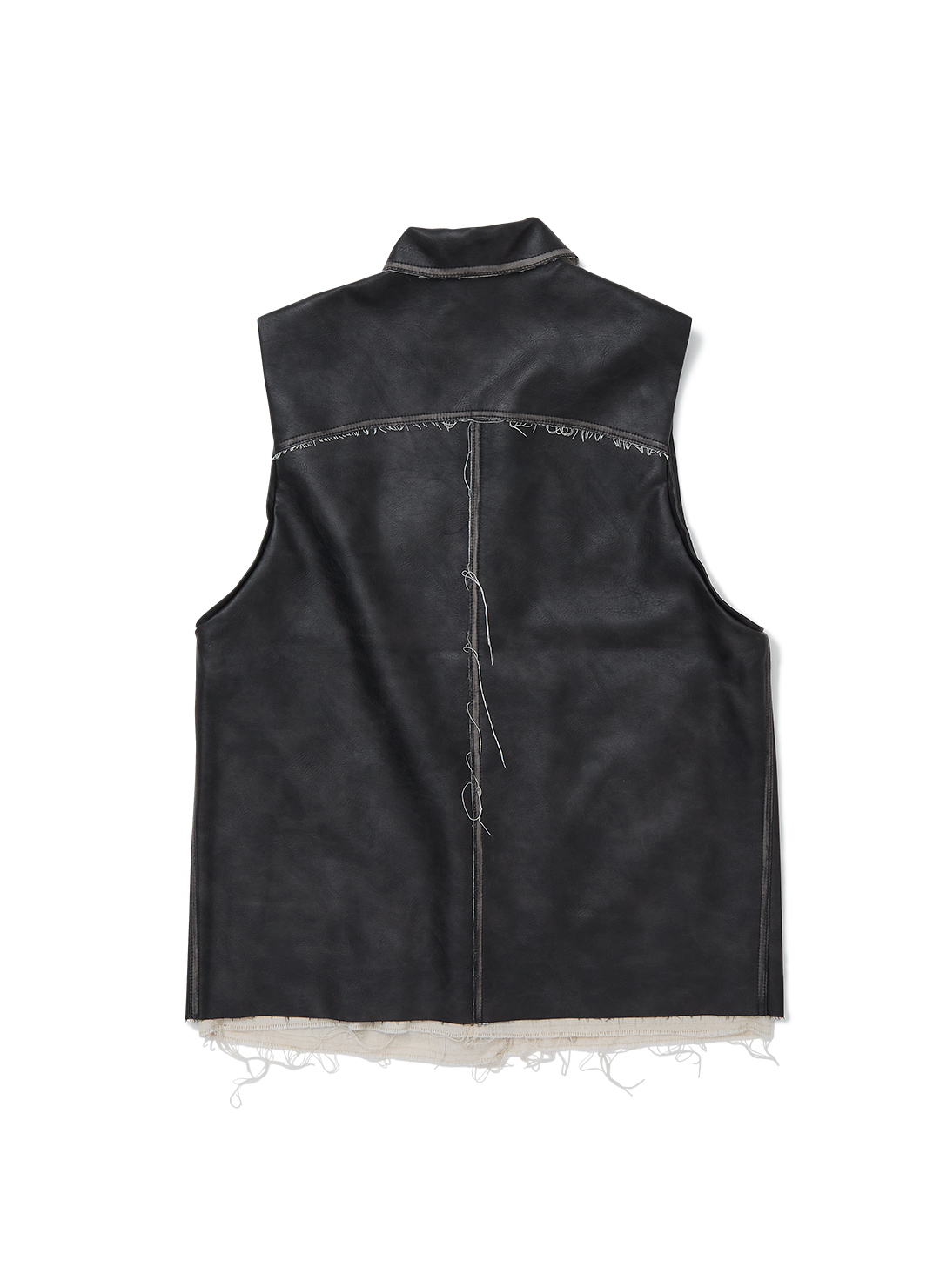 Washed Leather Vest 詳細画像 Black 2