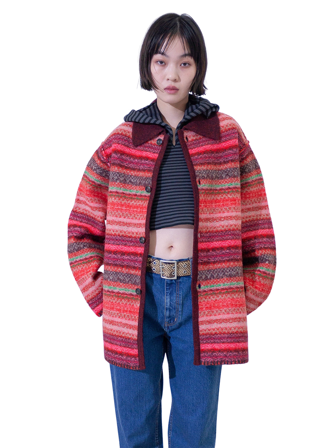 Blanket Border Coat 詳細画像 Red 1