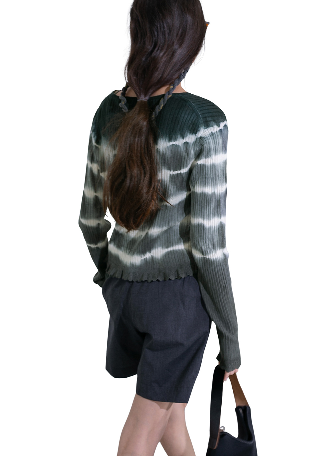 Dip-dye Rib Knit Cardigan 詳細画像 Black 2