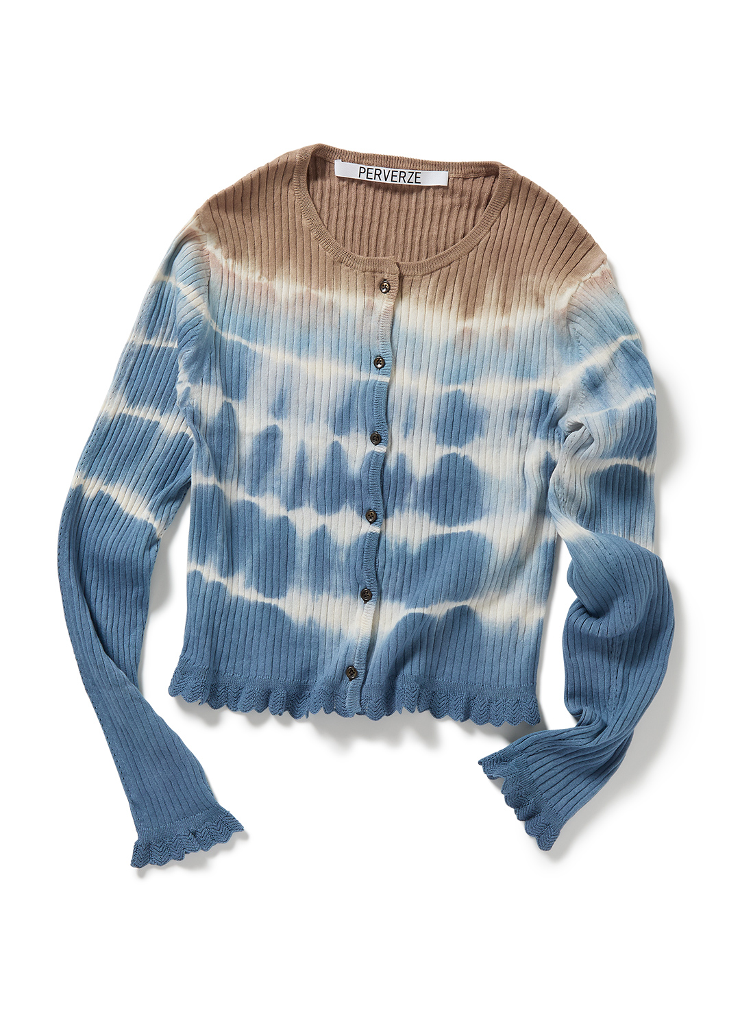 Dip-dye Rib Knit Cardigan