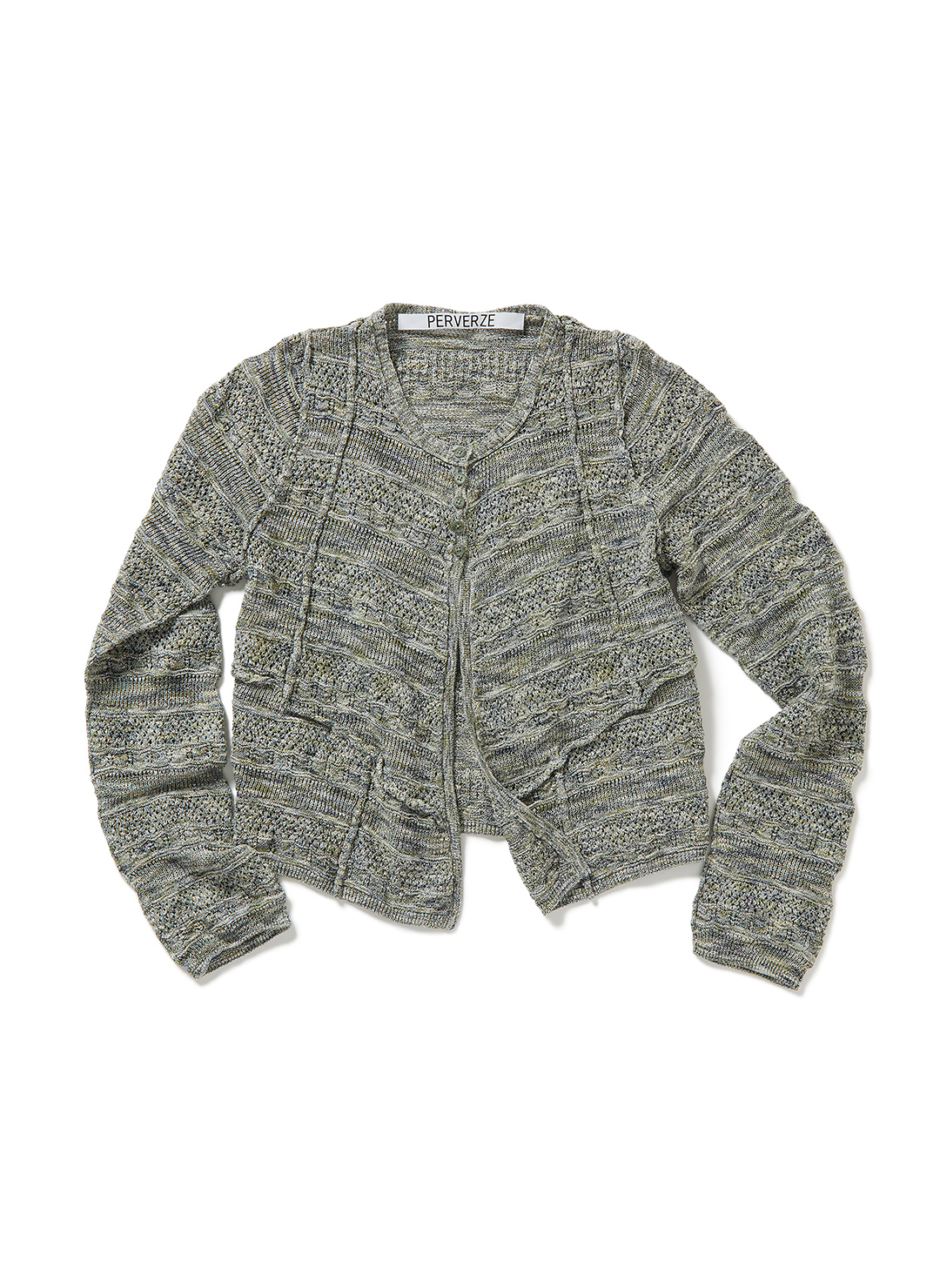 Pinched Seam Knit Cardigan 詳細画像 Green 1