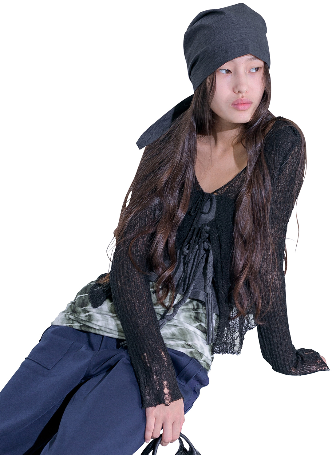 Double Sheer Cardigan 詳細画像 Black 3