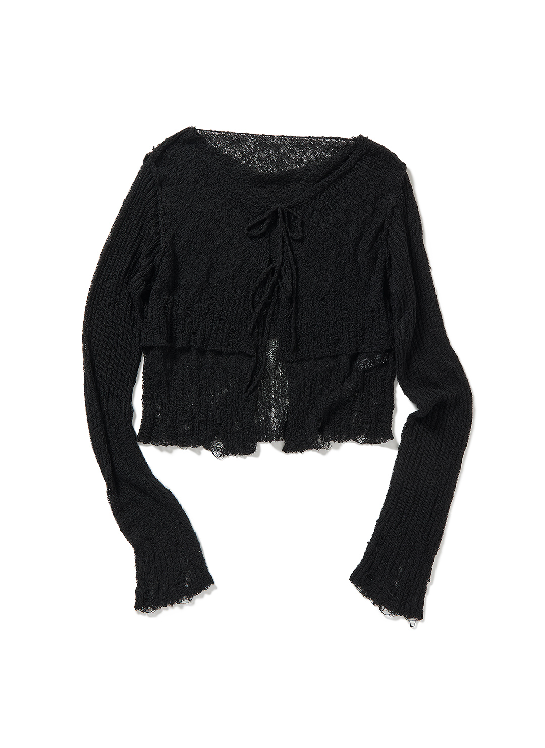 Double Sheer Cardigan 詳細画像 Black 1