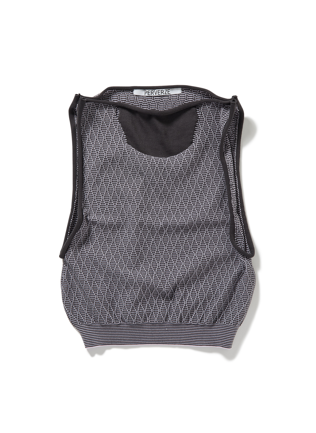 Line Neck Knit Vest 詳細画像 Gray 1