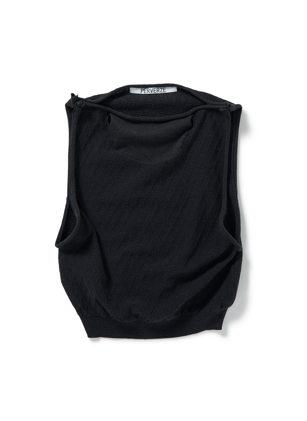 Line Neck Knit Vest 詳細画像 Black 1